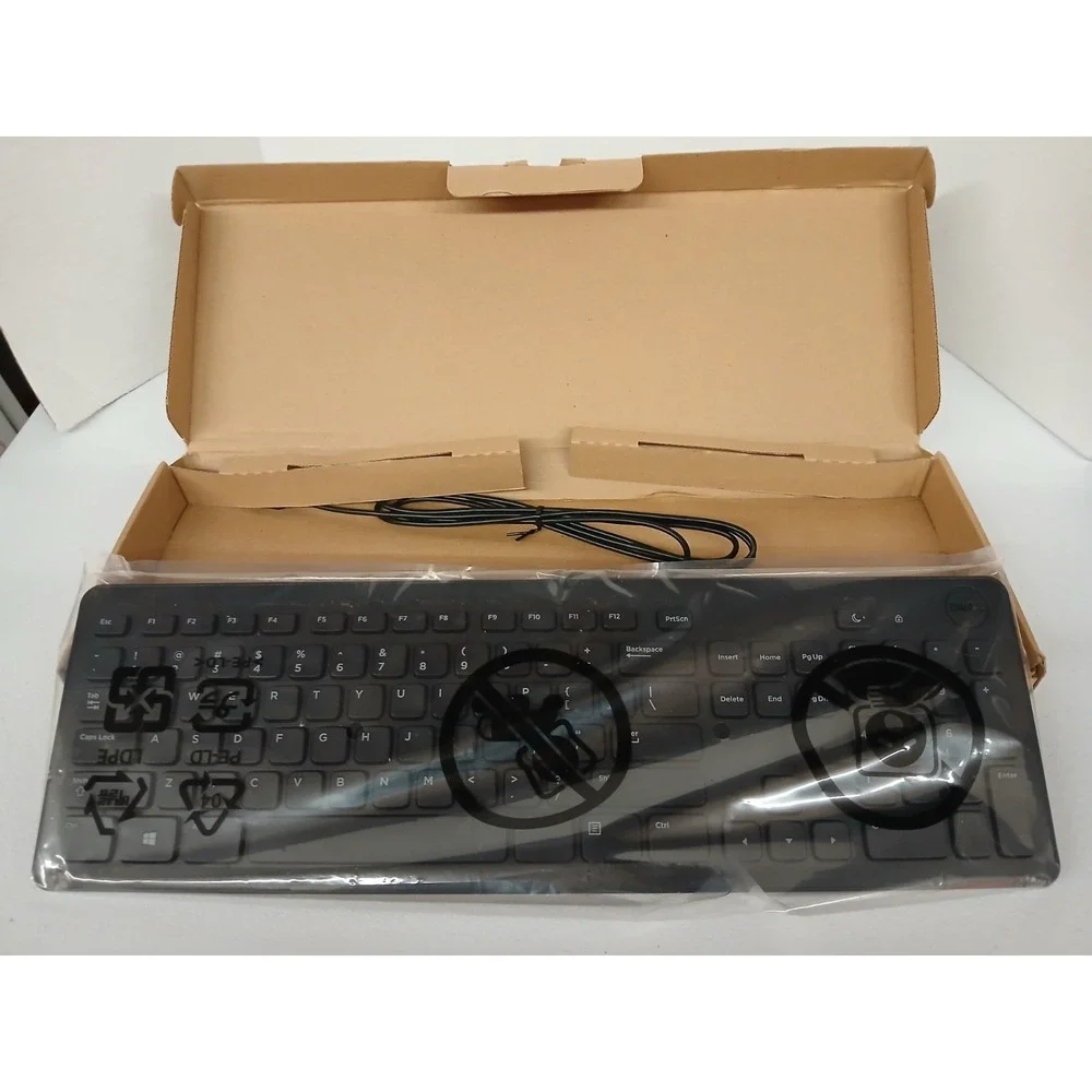 New-Dell Wired slip USB Black Keyboard‎ KG-1089 #1089
